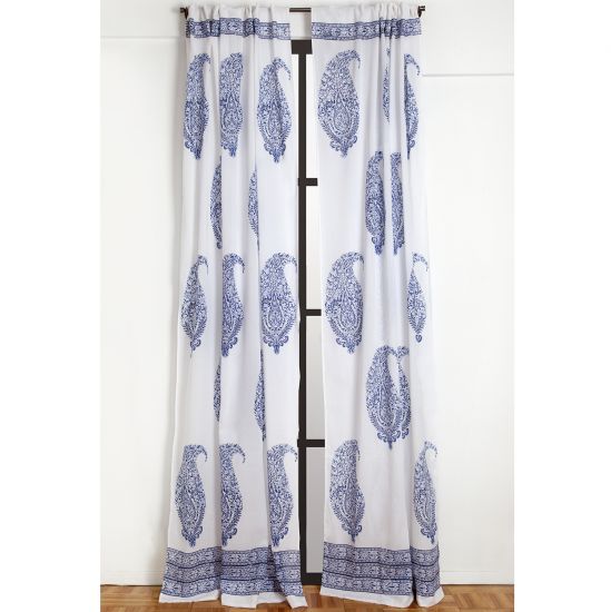 Malabar Large Paisley Curtain - Deep Blue